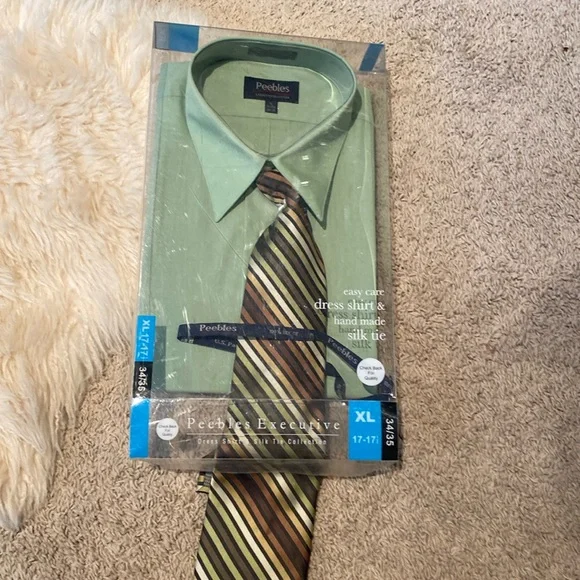 Peebles | Shirts | Mens Green Dress Shirt With Tie | Poshmark